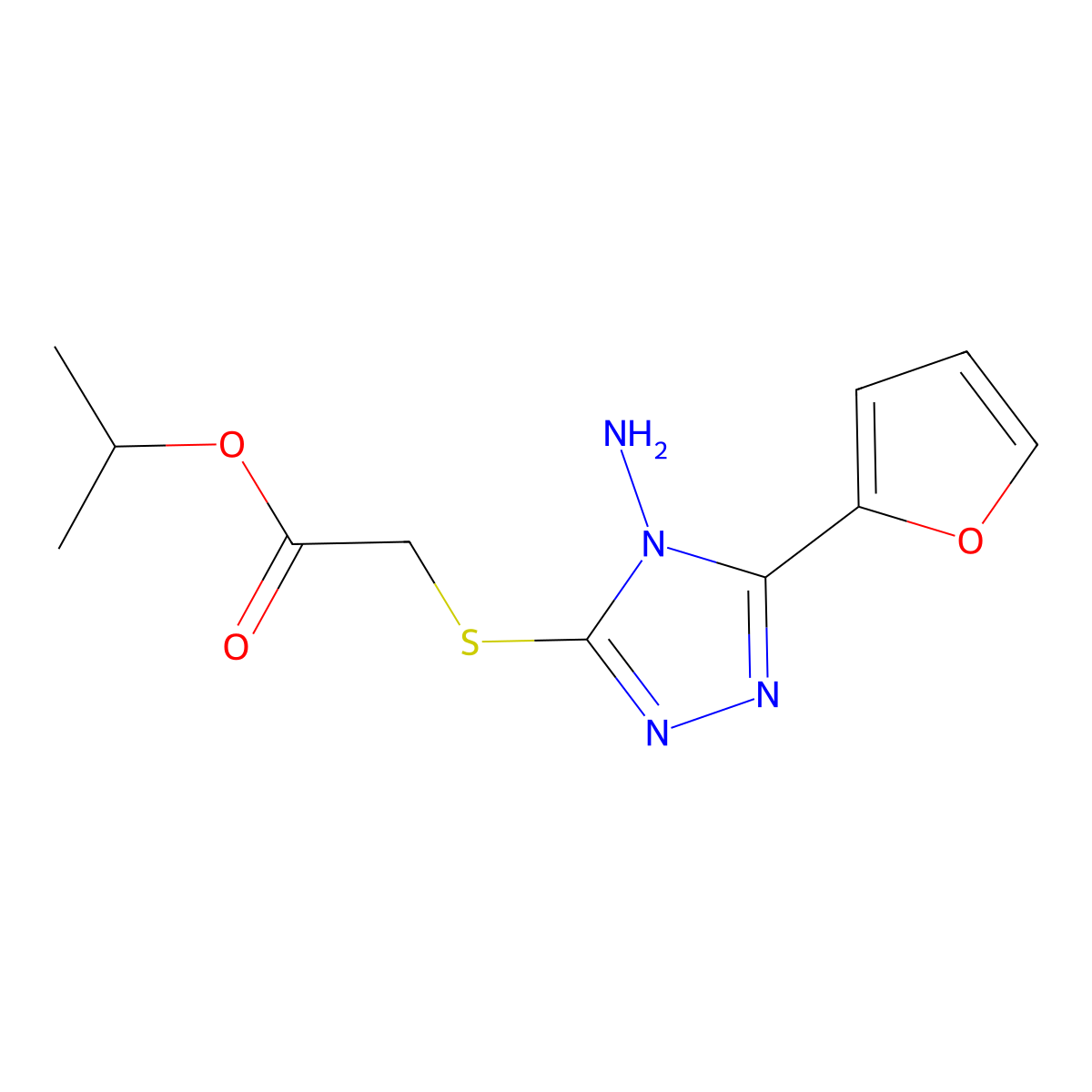 Methylethyl 2-(4-amino-5-(2-furyl)-1,2,4-triazol-3-ylthio)acetate molecular structure, CAS 575458-99-0