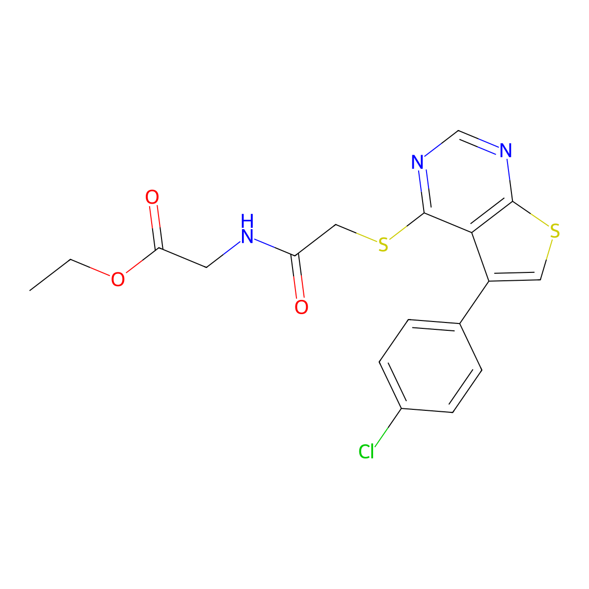 ethyl N-({[5-(4-chlorophenyl)thieno[2,3-d]pyrimidin-4-yl]sulfanyl}acetyl)glycinate molecular structure, CAS 575459-04-0
