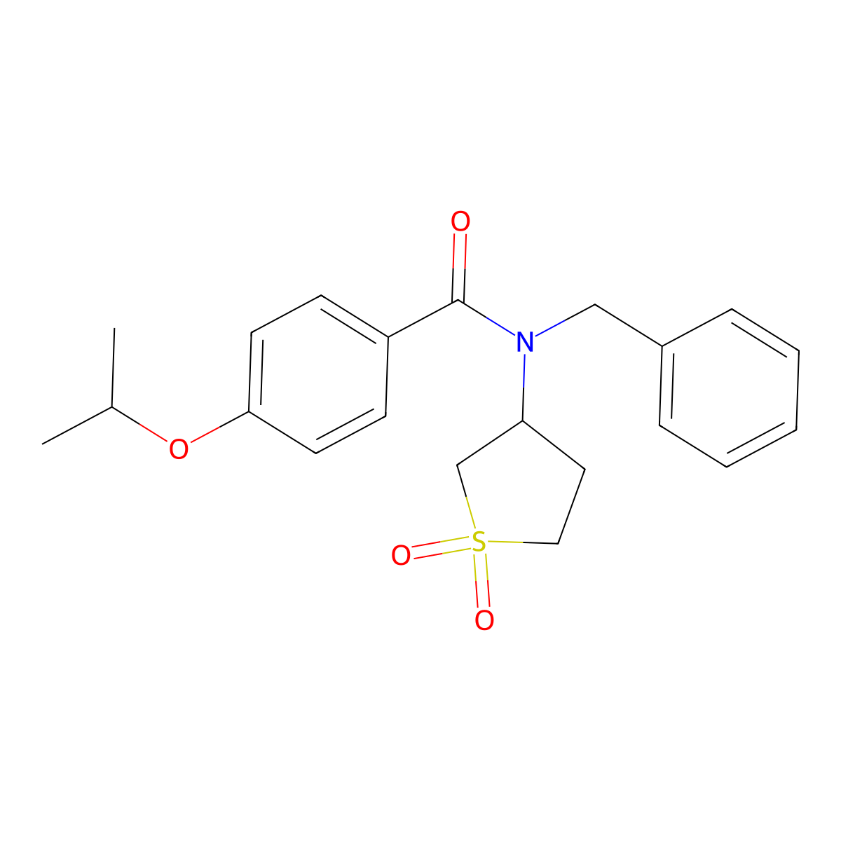 N-benzyl-N-(1,1-dioxidotetrahydrothiophen-3-yl)-4-(propan-2-yloxy)benzamide molecular structure, CAS 575459-13-1
