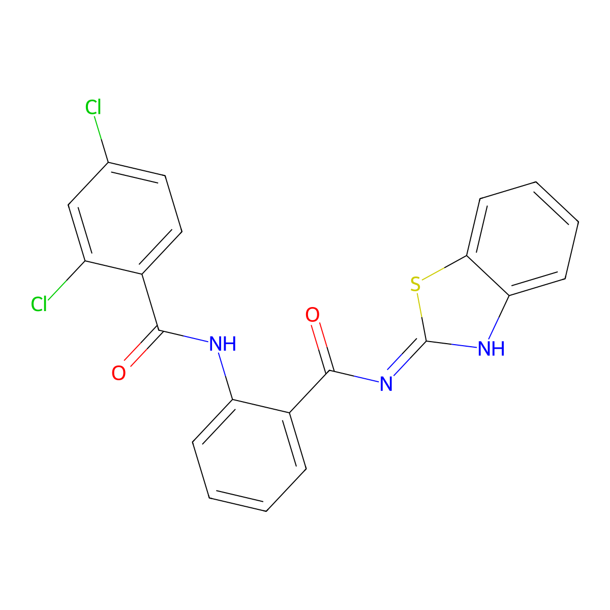 N-[2-(1,3-benzothiazol-2-ylcarbamoyl)phenyl]-2,4-dichlorobenzamide molecular structure, CAS 575459-17-5