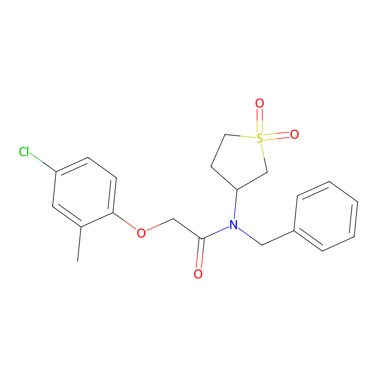 N-benzyl-2-(4-chloro-2-methylphenoxy)-N-(1,1-dioxidotetrahydrothiophen-3-yl)acetamide molecular structure, CAS 575459-21-1