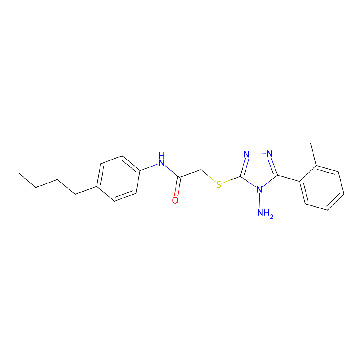 2-{[4-amino-5-(2-methylphenyl)-4H-1,2,4-triazol-3-yl]sulfanyl}-N-(4-butylphenyl)acetamide molecular structure, CAS 575459-22-2