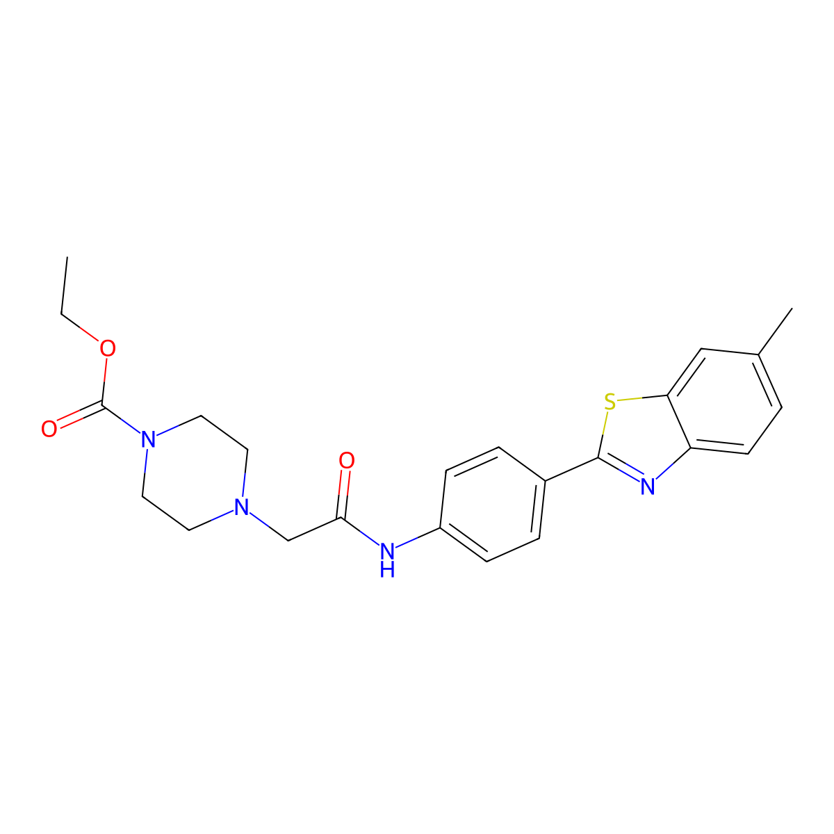 Ethyl 4-(2-{[4-(6-methyl-1,3-benzothiazol-2-yl)phenyl]amino}-2-oxoethyl)piperazine-1-carboxylate molecular structure, CAS 575459-23-3