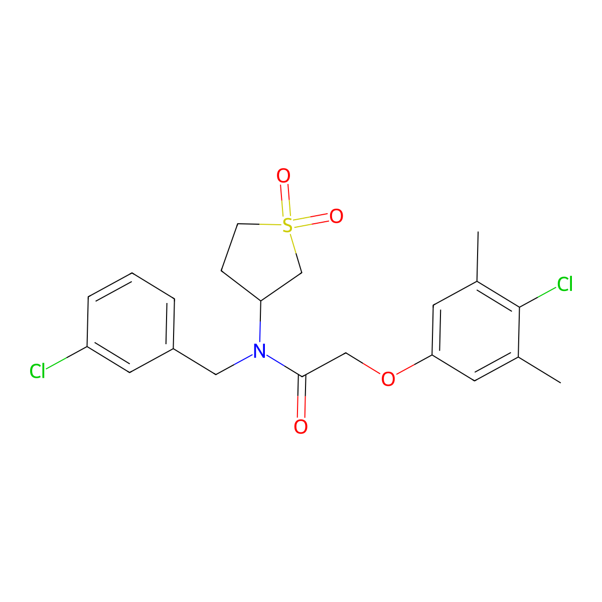 N-(3-chlorobenzyl)-2-(4-chloro-3,5-dimethylphenoxy)-N-(1,1-dioxidotetrahydrothiophen-3-yl)acetamide molecular structure, CAS 575459-27-7