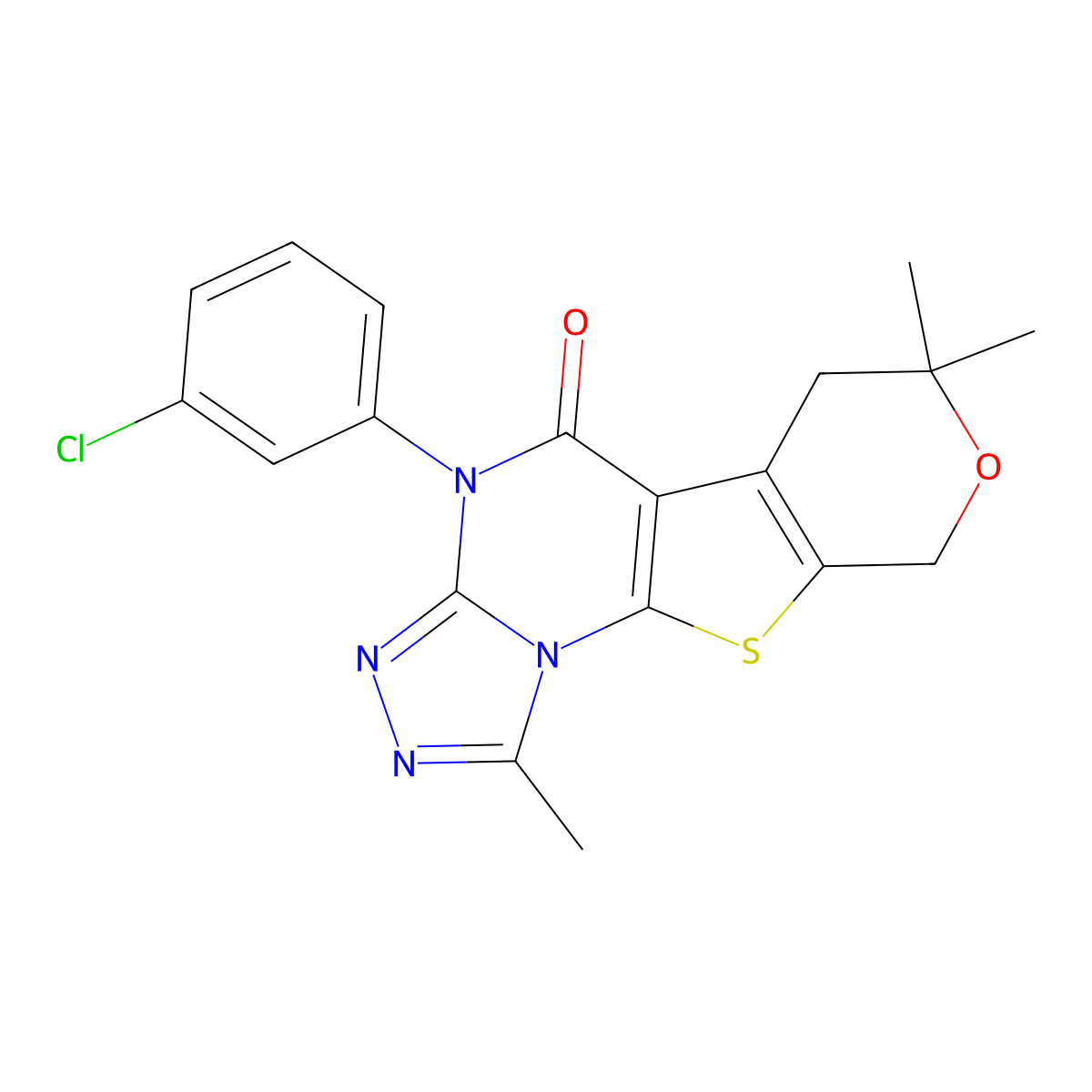4-(3-chlorophenyl)-1,7,7-trimethyl-6,7-dihydro-4H-pyrano[4',3':4,5]thieno[3,2-e][1,2,4]triazolo[4,3-a]pyrimidin-5(9H)-one molecular structure, CAS 575459-35-7