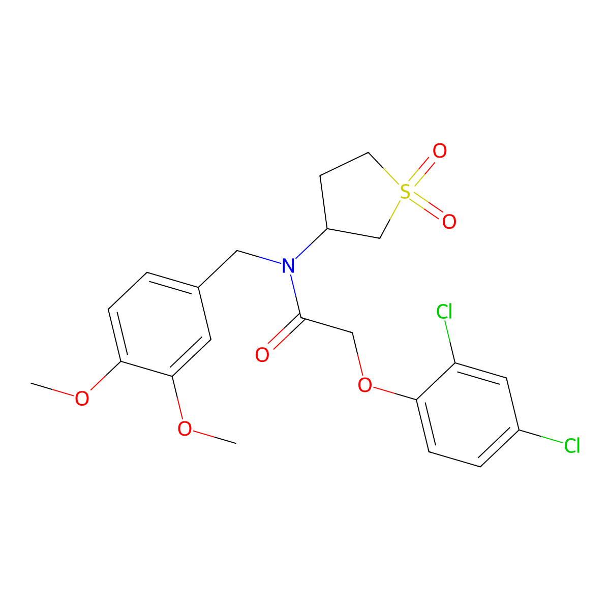 2-(2,4-dichlorophenoxy)-N-(3,4-dimethoxybenzyl)-N-(1,1-dioxidotetrahydrothiophen-3-yl)acetamide molecular structure, CAS 575459-49-3