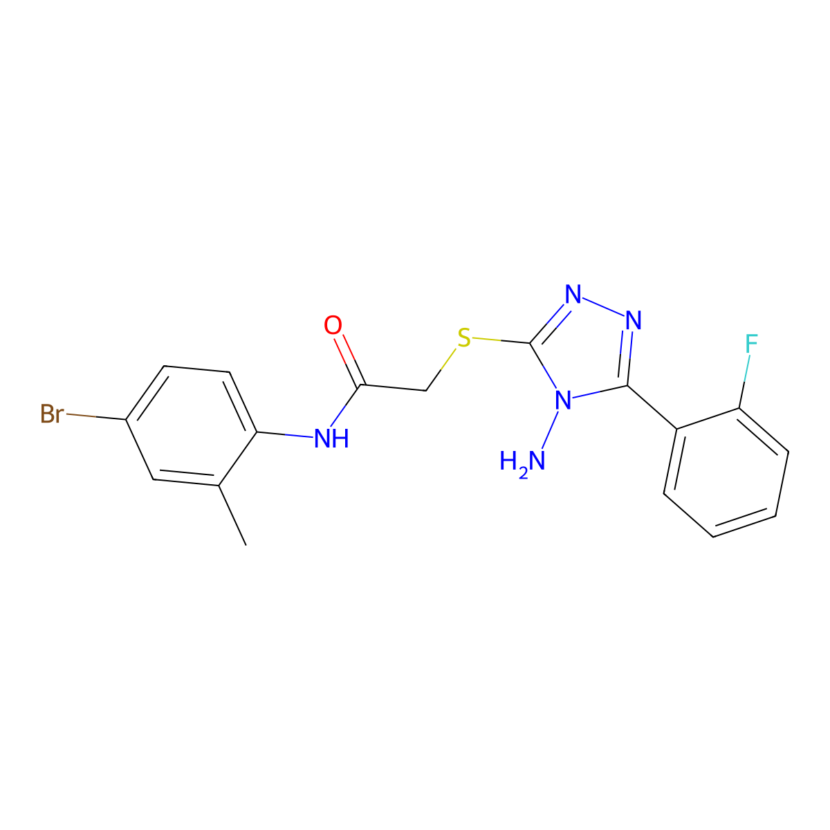 2-{[4-amino-5-(2-fluorophenyl)-4H-1,2,4-triazol-3-yl]sulfanyl}-N-(4-bromo-2-methylphenyl)acetamide molecular structure, CAS 575459-52-8