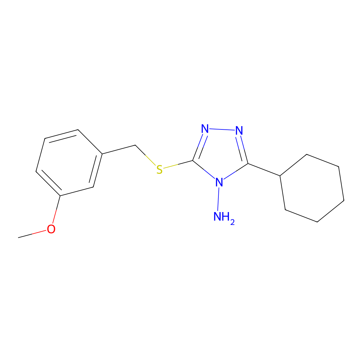 5-Cyclohexyl-3-[(3-methoxyphenyl)methylthio]-1,2,4-triazole-4-ylamine molecular structure, CAS 575459-53-9