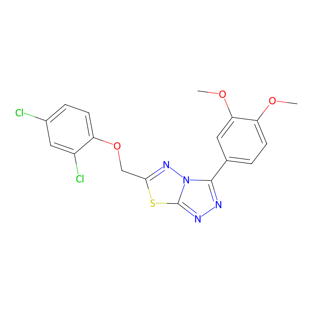6-[(2,4-Dichlorophenoxy)methyl]-3-(3,4-dimethoxyphenyl)[1,2,4]triazolo[3,4-b][1,3,4]thiadiazole molecular structure, CAS 575459-67-5