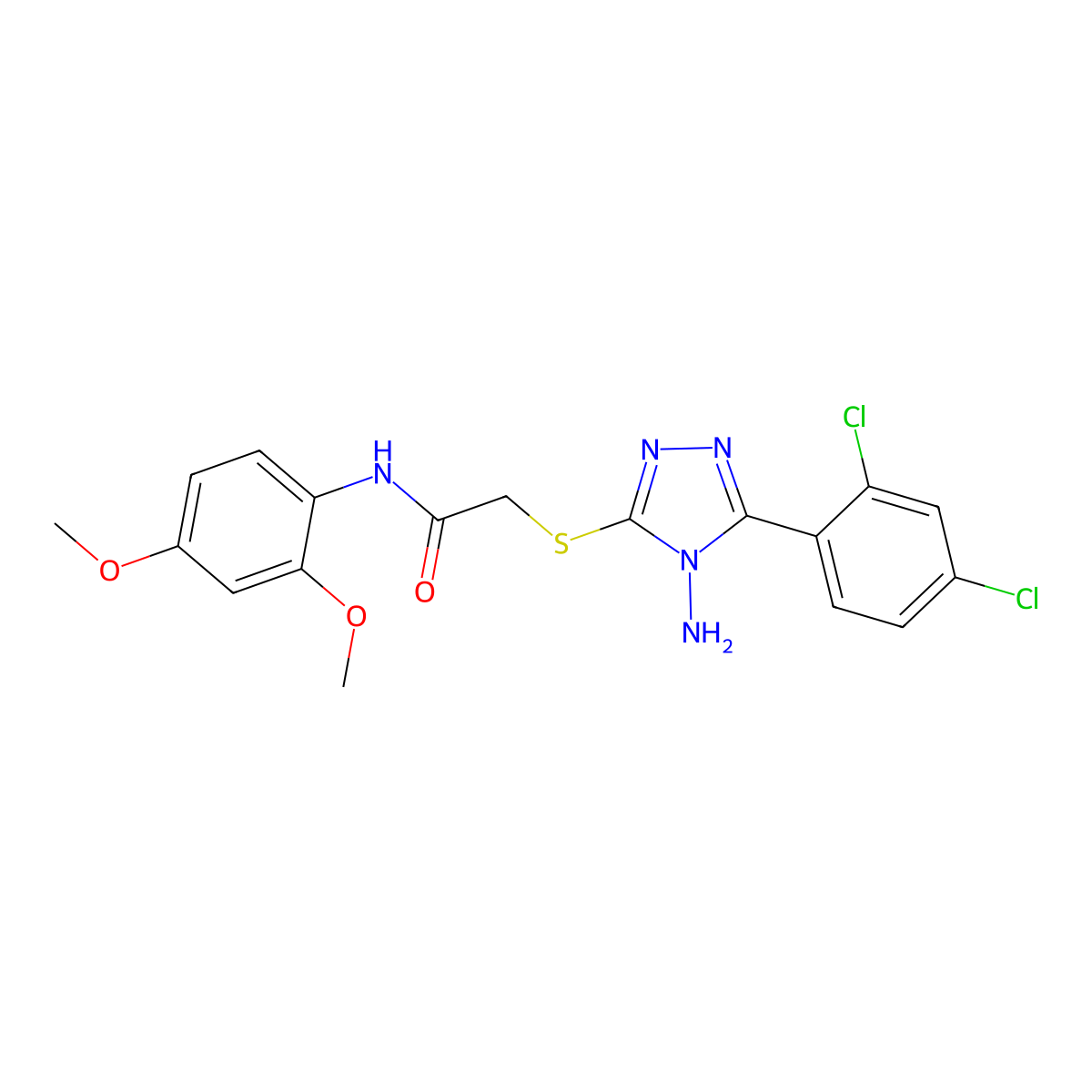 2-{[4-amino-5-(2,4-dichlorophenyl)-4H-1,2,4-triazol-3-yl]sulfanyl}-N-(2,4-dimethoxyphenyl)acetamide molecular structure, CAS 575459-78-8