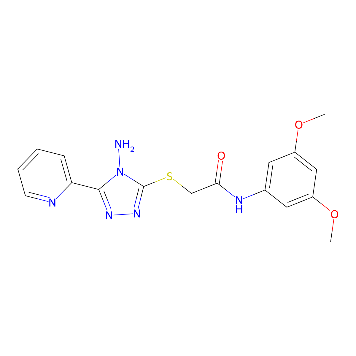 2-{[4-amino-5-(pyridin-2-yl)-4H-1,2,4-triazol-3-yl]sulfanyl}-N-(3,5-dimethoxyphenyl)acetamide molecular structure, CAS 575459-92-6