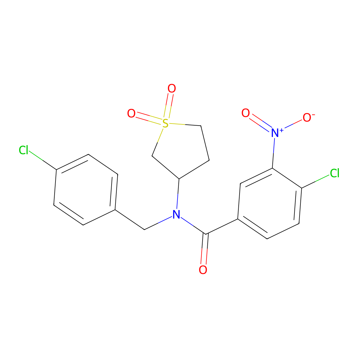 4-chloro-N-(4-chlorobenzyl)-N-(1,1-dioxidotetrahydrothiophen-3-yl)-3-nitrobenzamide molecular structure, CAS 575460-04-7