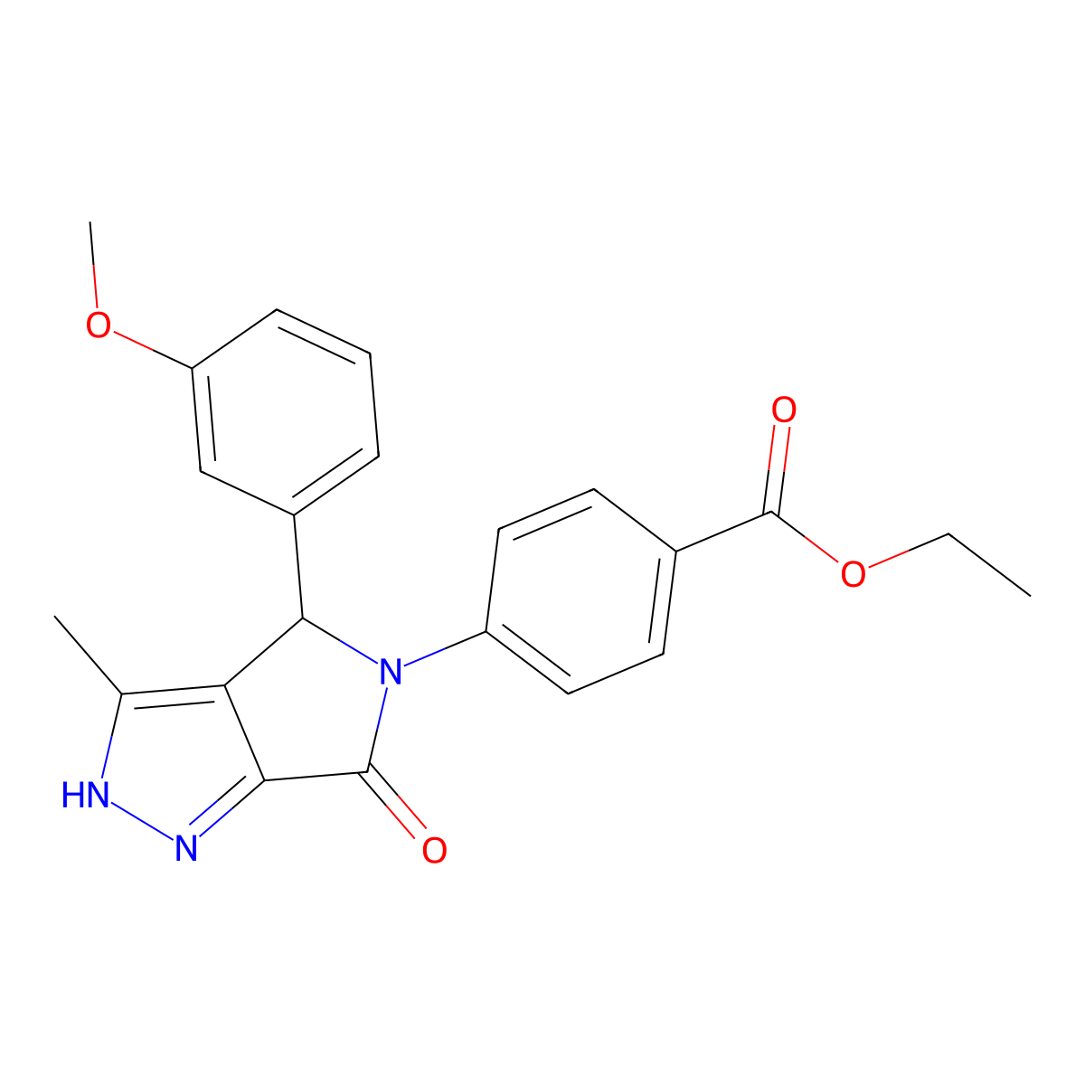 ethyl 4-(4-(3-methoxyphenyl)-3-methyl-6-oxo-4,6-dihydropyrrolo[3,4-c]pyrazol-5(1H)-yl)benzoate molecular structure, CAS 575460-14-9