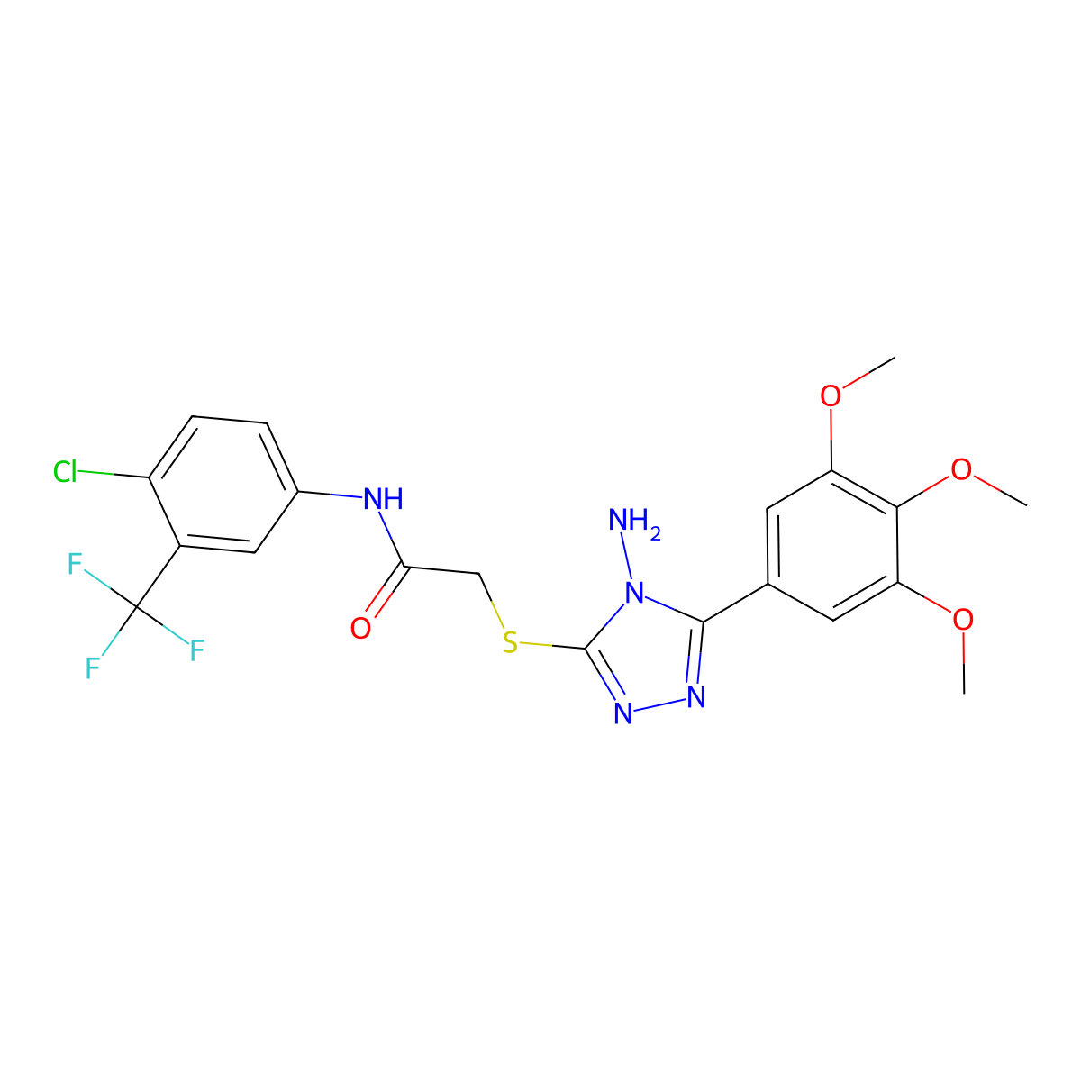 2-[4-amino-5-(3,4,5-trimethoxyphenyl)(1,2,4-triazol-3-ylthio)]-N-[4-chloro-3-(trifluoromethyl)phenyl]acetamide molecular structure, CAS 575460-17-2