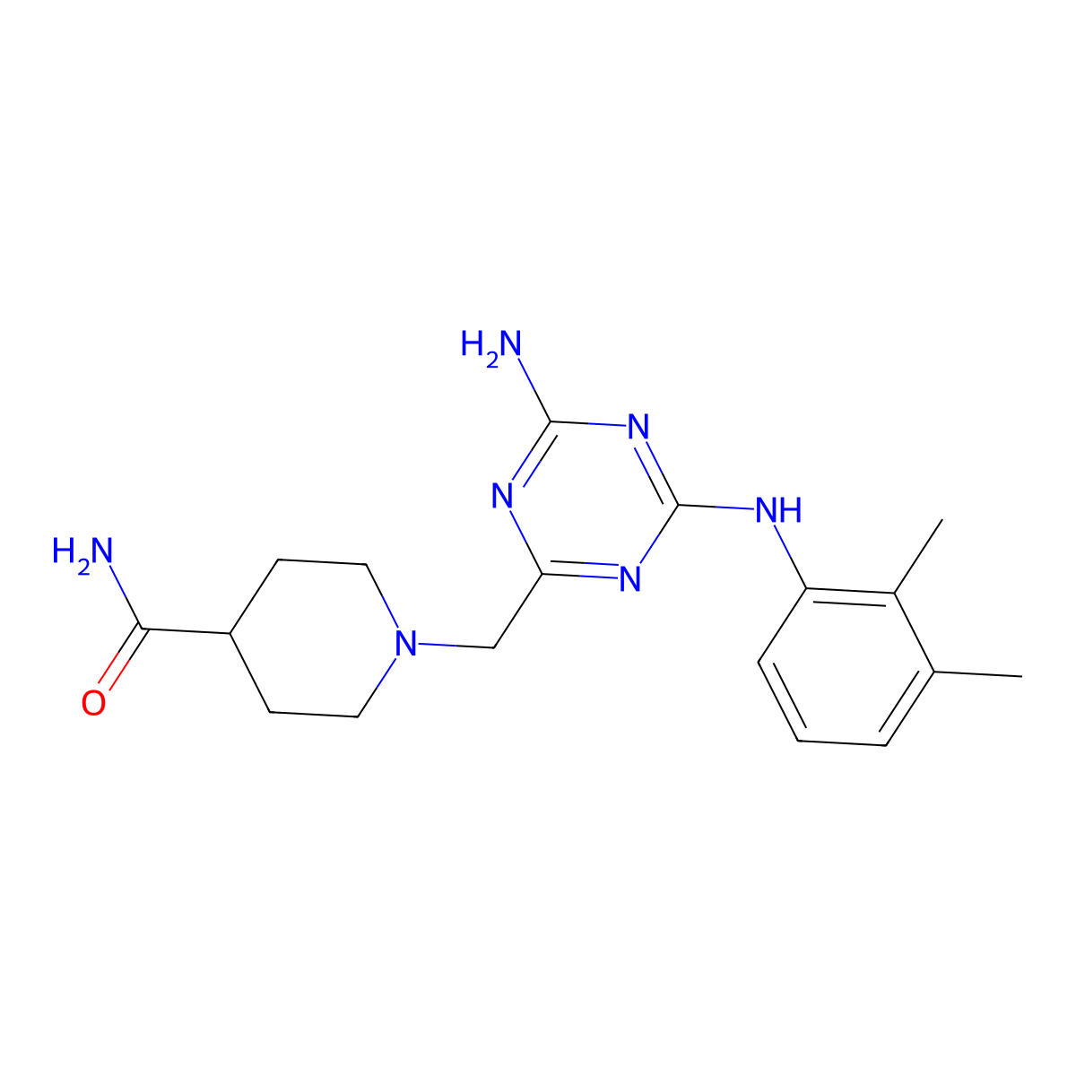 1-({4-Amino-6-[(2,3-dimethylphenyl)amino]-1,3,5-triazin-2-yl}methyl)piperidine-4-carboxamide molecular structure, CAS 575460-21-8