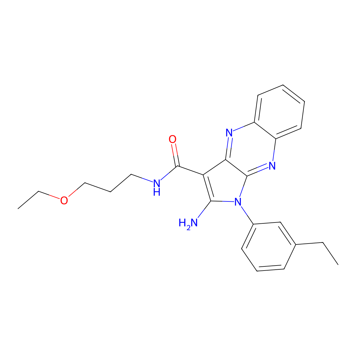 2-amino-N-(3-ethoxypropyl)-1-(3-ethylphenyl)-1H-pyrrolo[2,3-b]quinoxaline-3-carboxamide molecular structure, CAS 575460-23-0