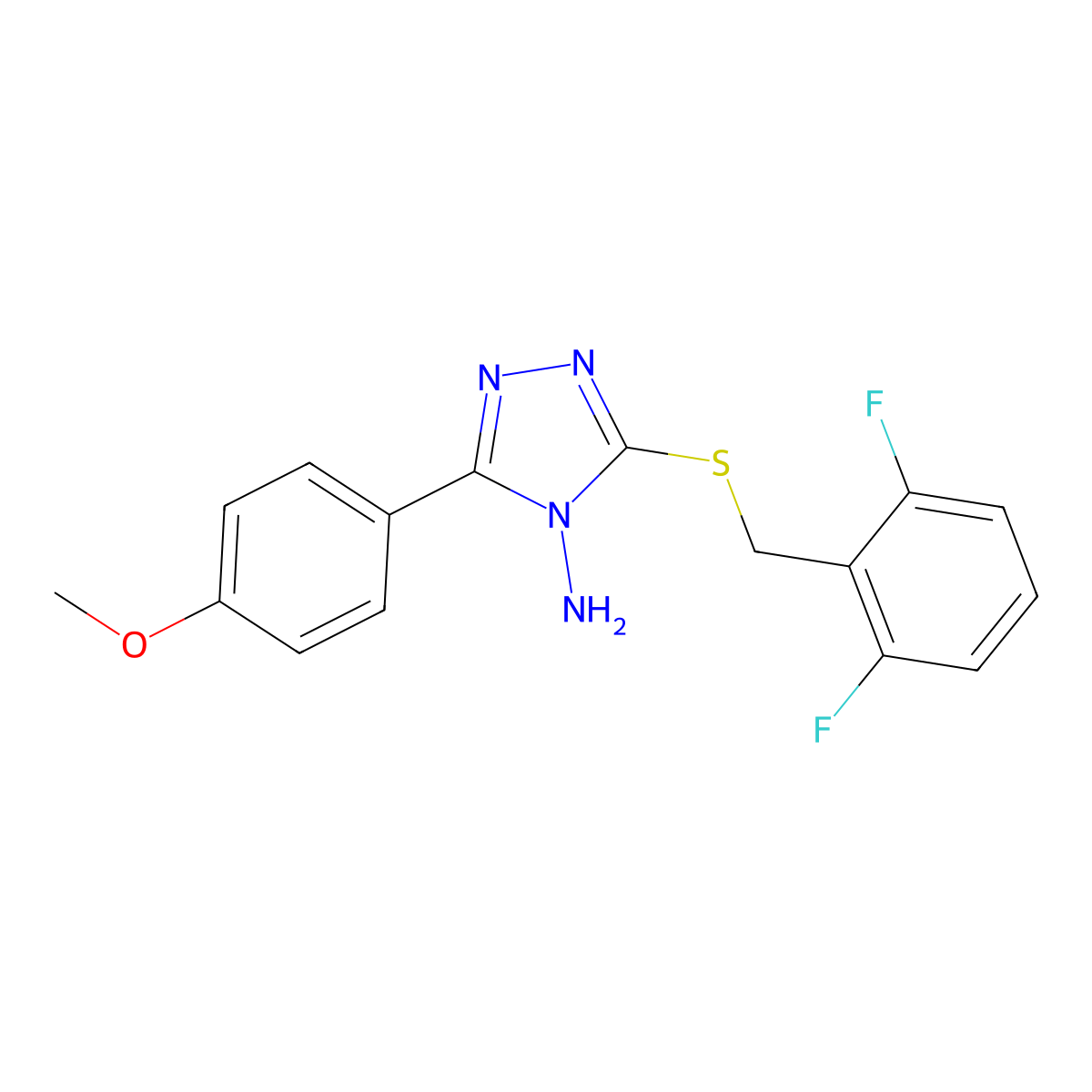 3-((2,6-Difluorobenzyl)thio)-5-(4-methoxyphenyl)-4H-1,2,4-triazol-4-ylamine molecular structure, CAS 575460-42-3