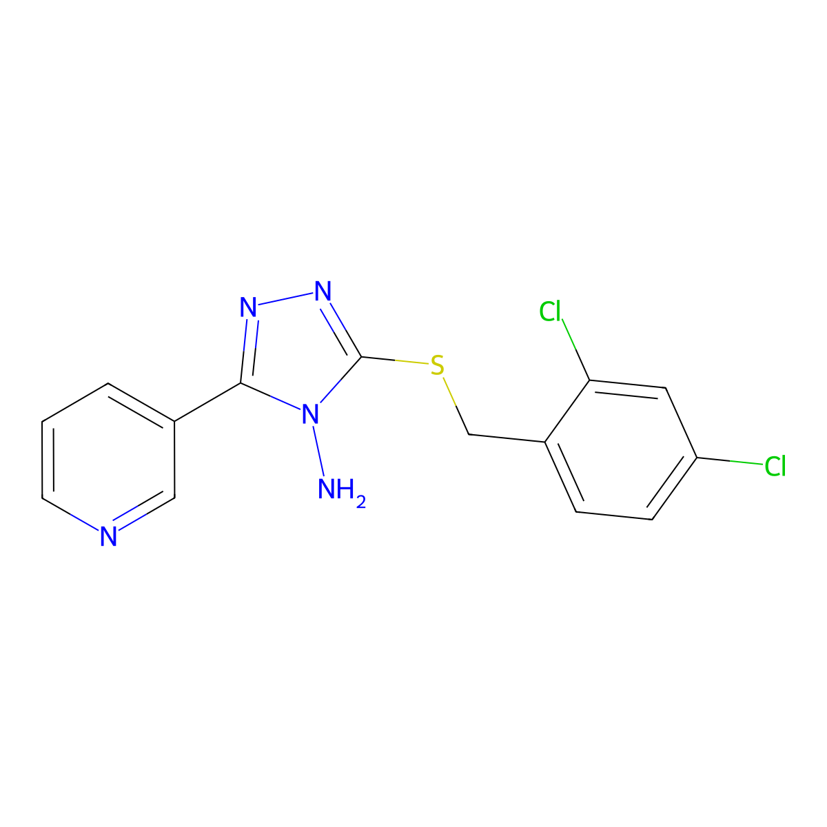 3-[(2,4-Dichlorophenyl)methylthio]-5-(3-pyridyl)-1,2,4-triazole-4-ylamine molecular structure, CAS 575460-52-5