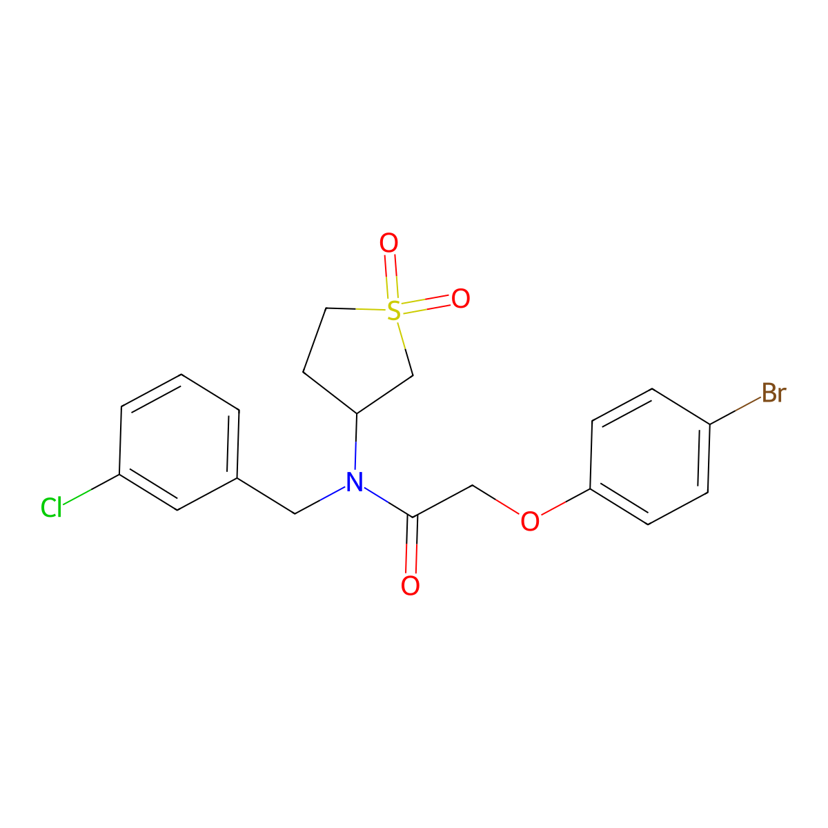 2-(4-bromophenoxy)-N-(3-chlorobenzyl)-N-(1,1-dioxidotetrahydrothiophen-3-yl)acetamide molecular structure, CAS 575460-59-2