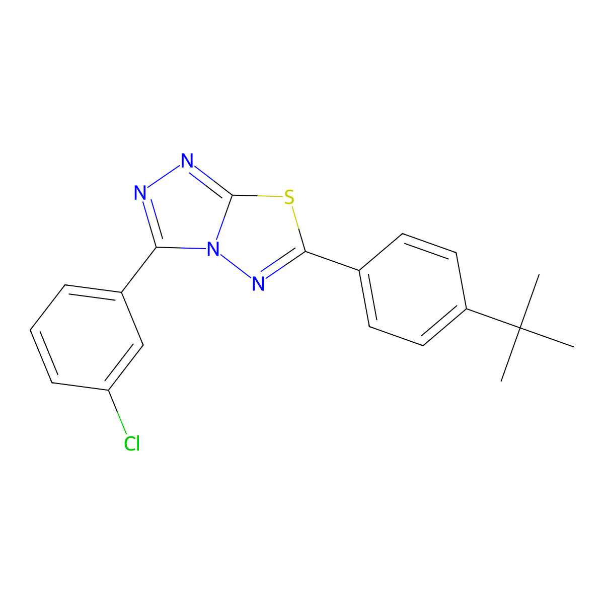 6-(4-Tert-butylphenyl)-3-(3-chlorophenyl)[1,2,4]triazolo[3,4-b][1,3,4]thiadiazole molecular structure, CAS 575460-60-5
