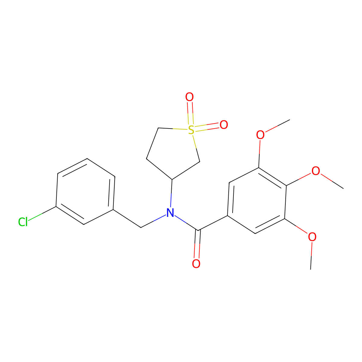 N-(3-chlorobenzyl)-N-(1,1-dioxidotetrahydrothiophen-3-yl)-3,4,5-trimethoxybenzamide molecular structure, CAS 575460-65-0