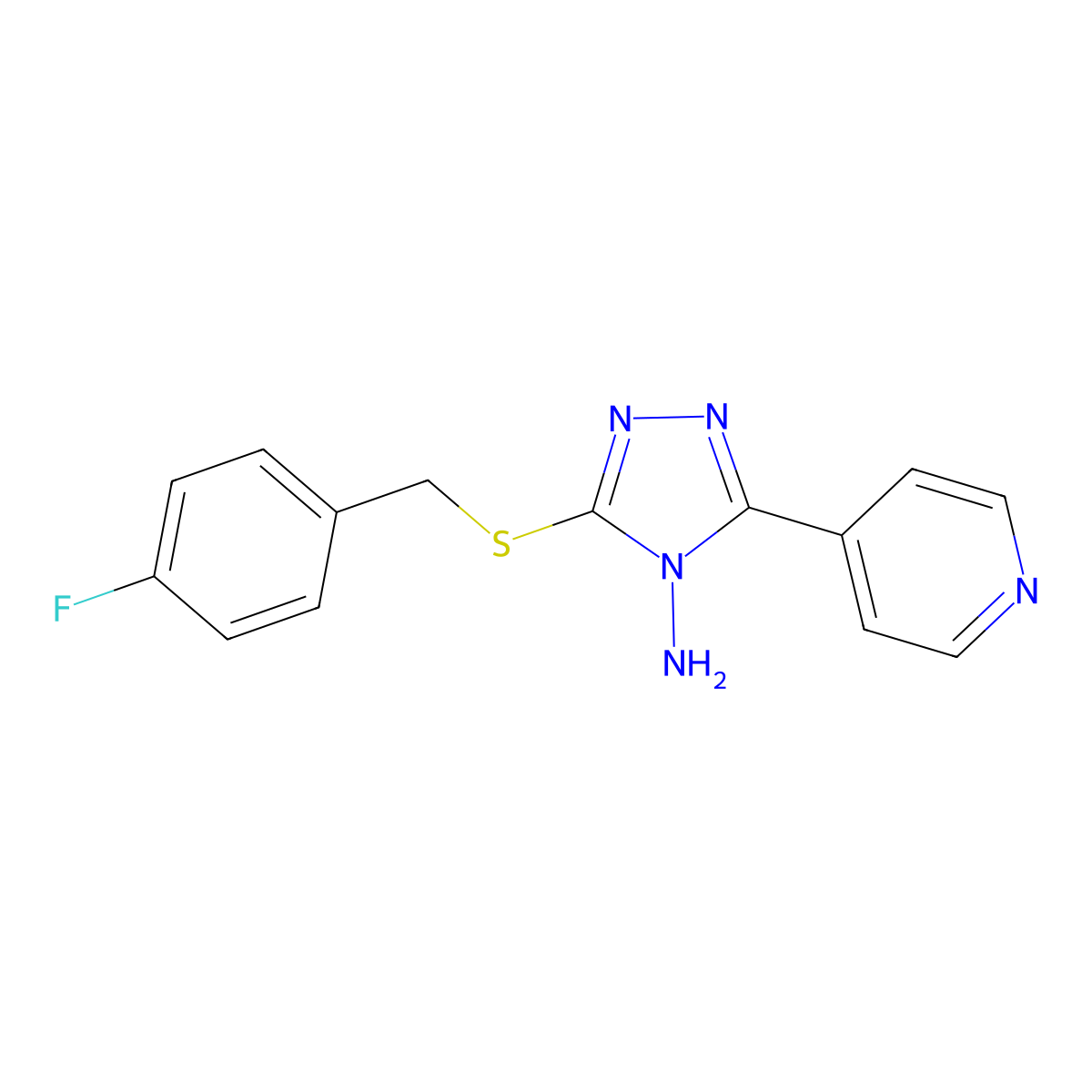 3-(4-Fluoro-benzylsulfanyl)-5-pyridin-4-yl-[1,2,4]triazol-4-ylamine molecular structure, CAS 575460-68-3