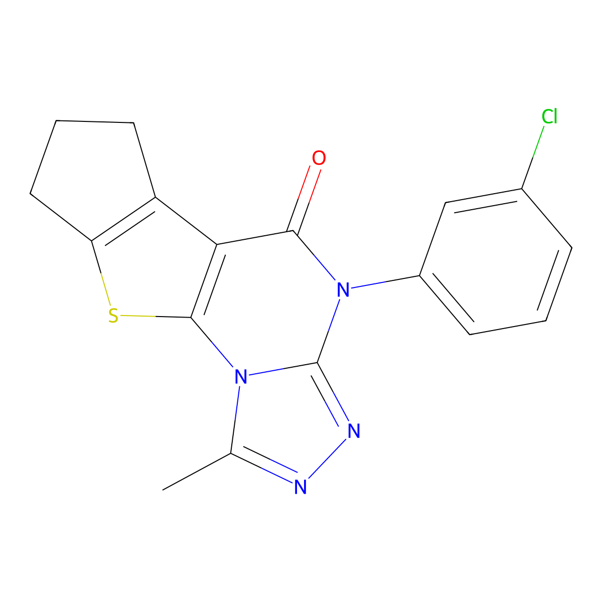 4-(3-chlorophenyl)-1-methyl-7,8-dihydro-4H-cyclopenta[4,5]thieno[3,2-e][1,2,4]triazolo[4,3-a]pyrimidin-5(6H)-one molecular structure, CAS 575460-77-4