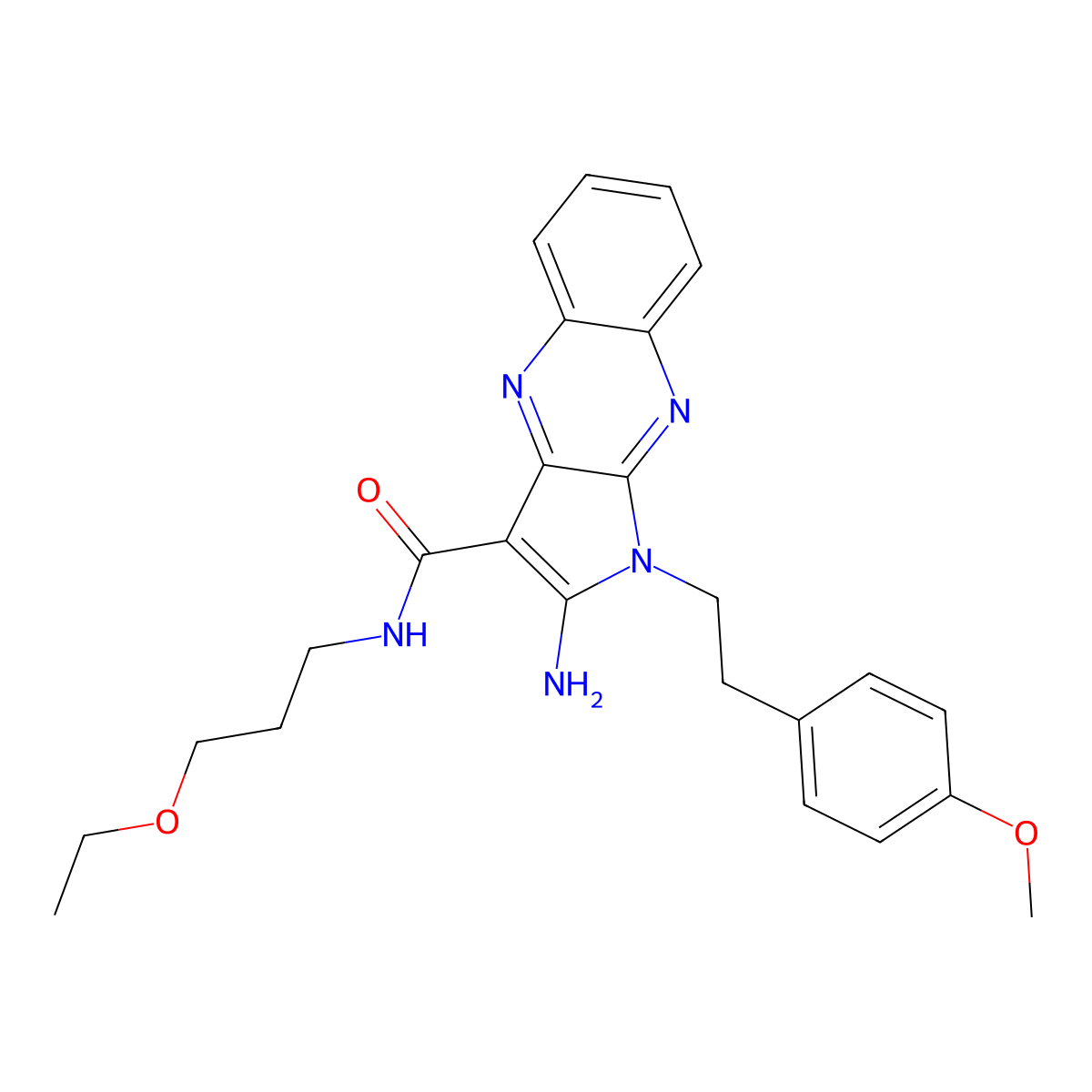 2-amino-N-(3-ethoxypropyl)-1-(4-methoxyphenethyl)-1H-pyrrolo[2,3-b]quinoxaline-3-carboxamide molecular structure, CAS 575460-82-1