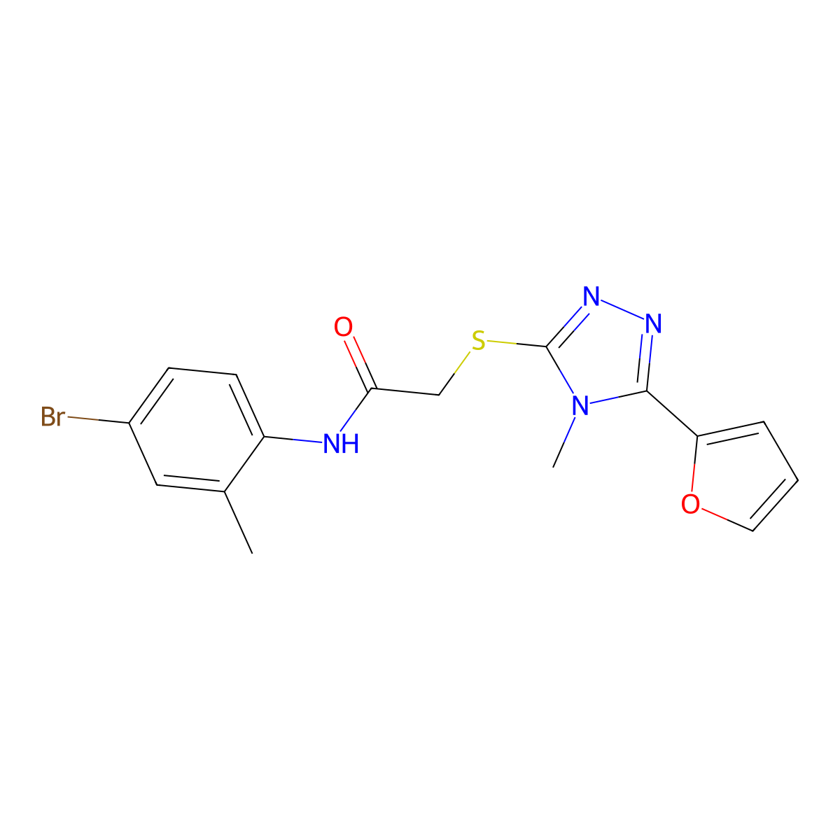 N-(4-bromo-2-methylphenyl)-2-{[5-(furan-2-yl)-4-methyl-4H-1,2,4-triazol-3-yl]sulfanyl}acetamide molecular structure, CAS 575460-95-6