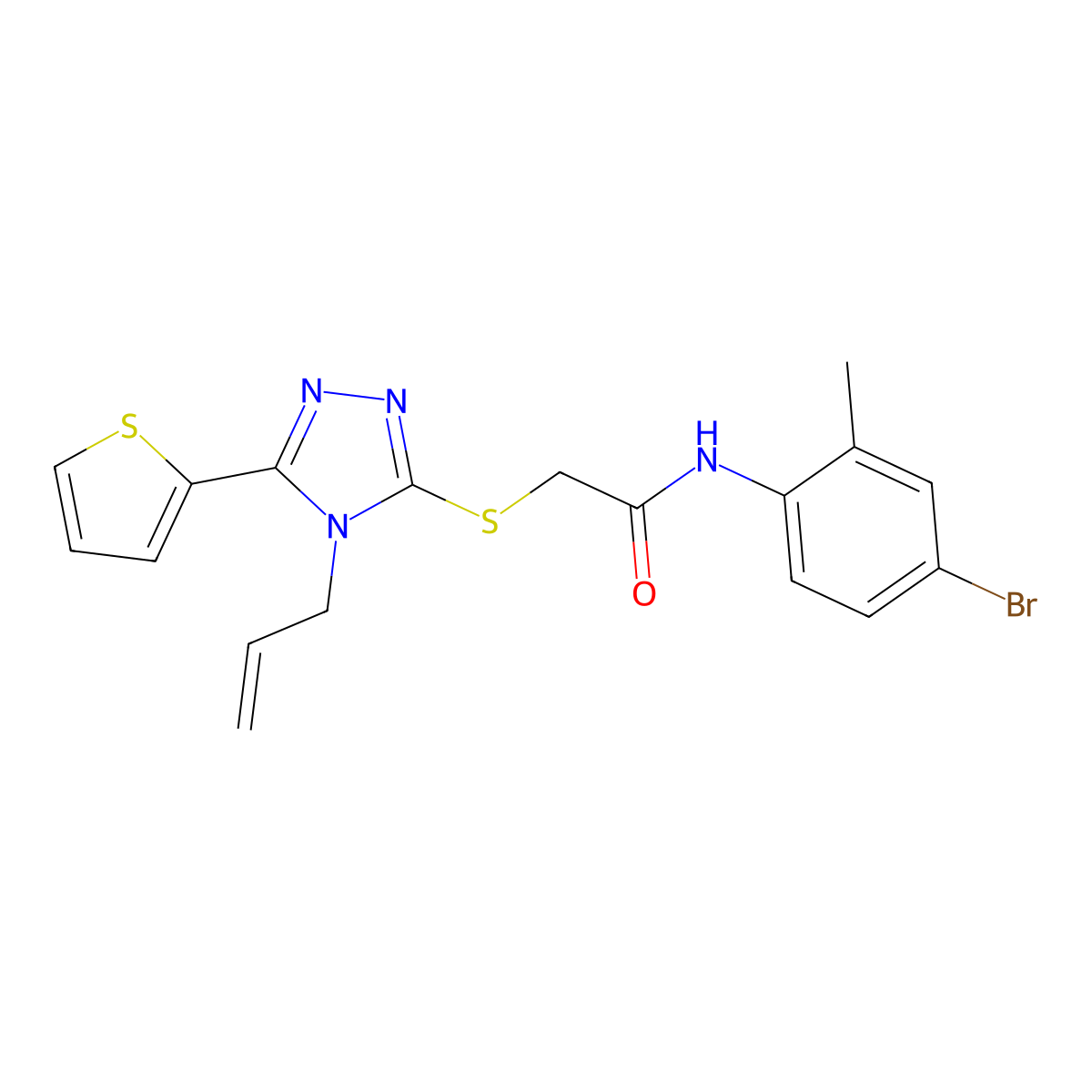 2-{[4-Allyl-5-(2-thienyl)-4H-1,2,4-triazol-3-YL]sulfanyl}-N-(4-bromo-2-methylphenyl)acetamide molecular structure, CAS 575461-00-6