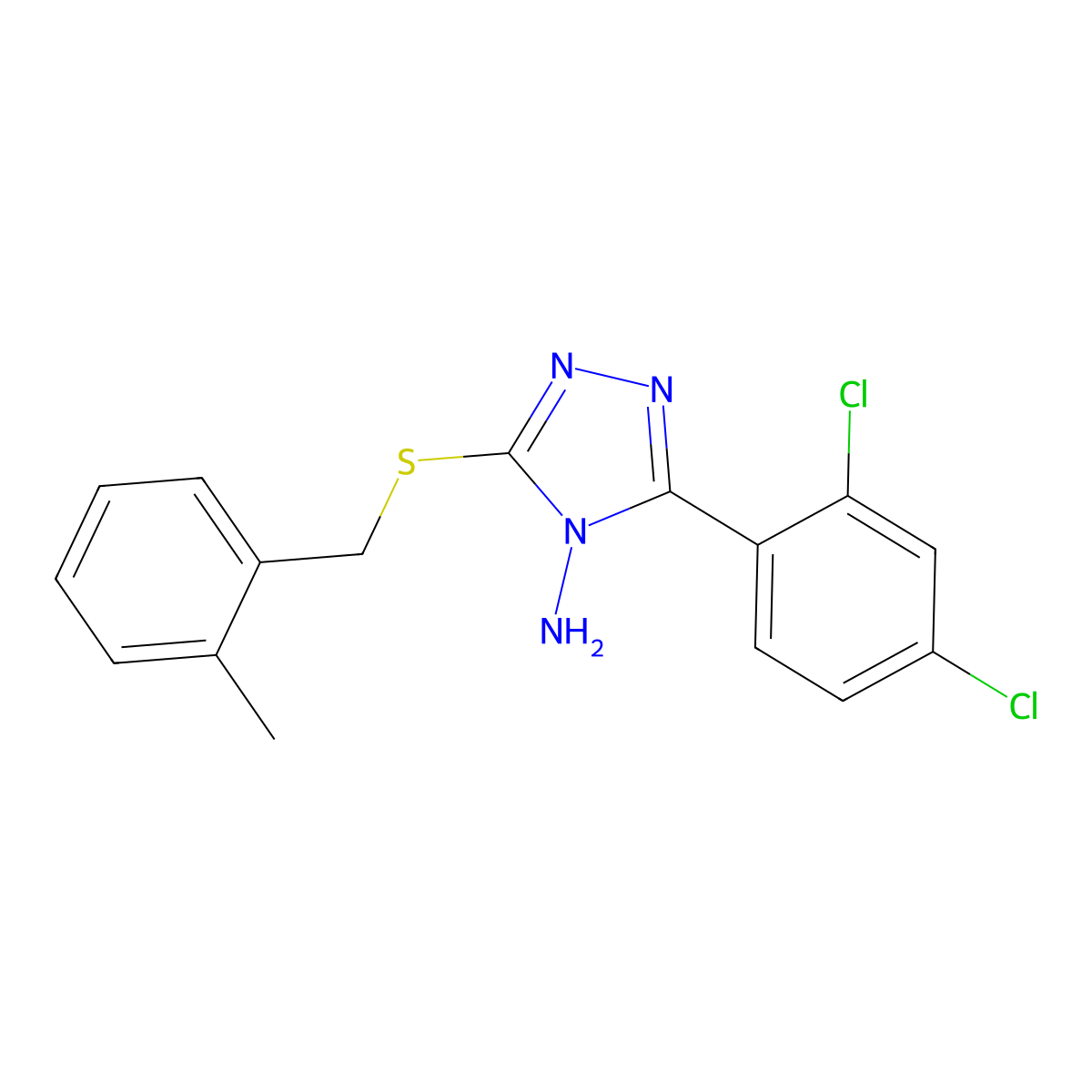 3-(2,4-Dichlorophenyl)-5-((2-methylbenzyl)thio)-4H-1,2,4-triazol-4-ylamine molecular structure, CAS 575461-03-9