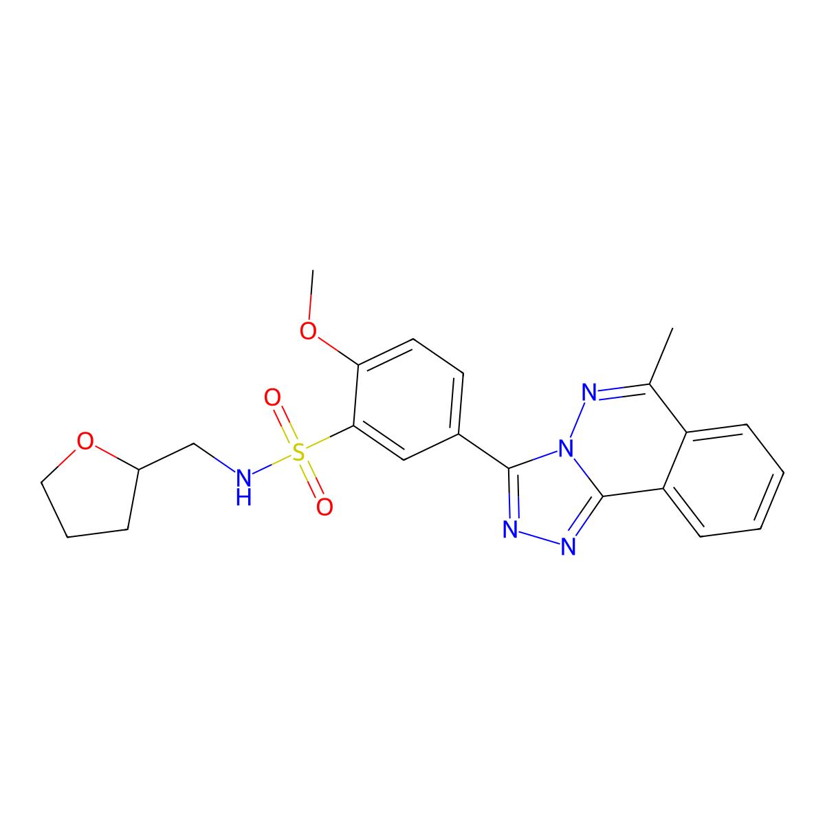 2-methoxy-5-(6-methyl-[1,2,4]triazolo[3,4-a]phthalazin-3-yl)-N-(oxolan-2-ylmethyl)benzenesulfonamide molecular structure, CAS 575461-07-3