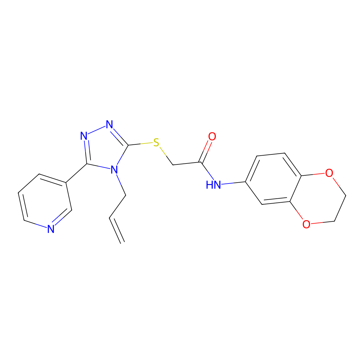 N-(2,3-dihydro-1,4-benzodioxin-6-yl)-2-{[4-(prop-2-en-1-yl)-5-(pyridin-3-yl)-4H-1,2,4-triazol-3-yl]sulfanyl}acetamide molecular structure, CAS 575461-16-4