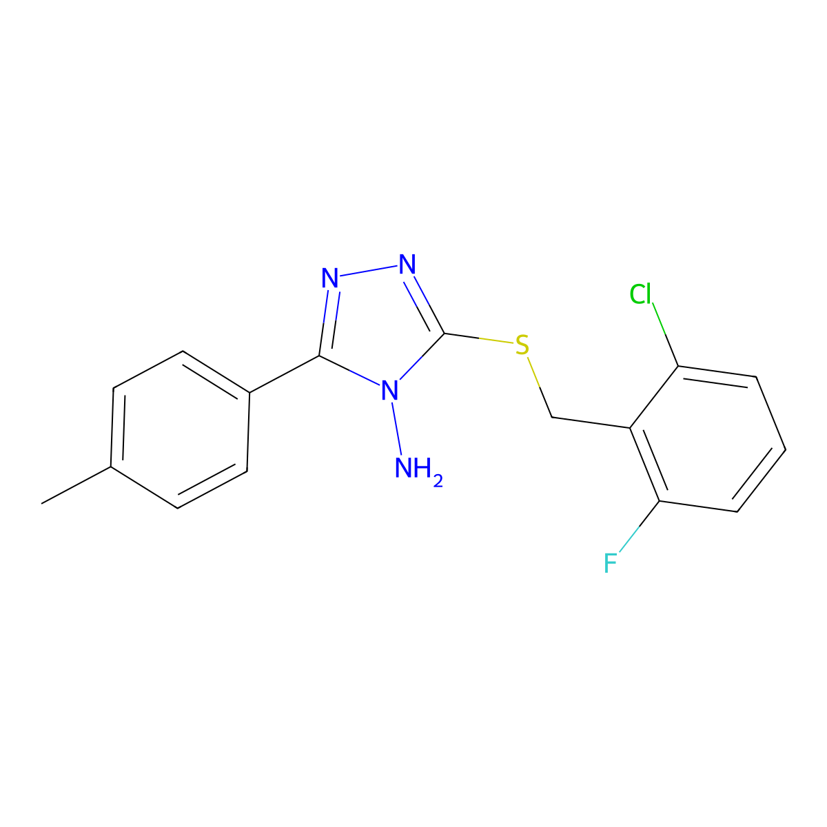 3-[(6-Chloro-2-fluorophenyl)methylthio]-5-(4-methylphenyl)-1,2,4-triazole-4-yl amine molecular structure, CAS 575461-27-7