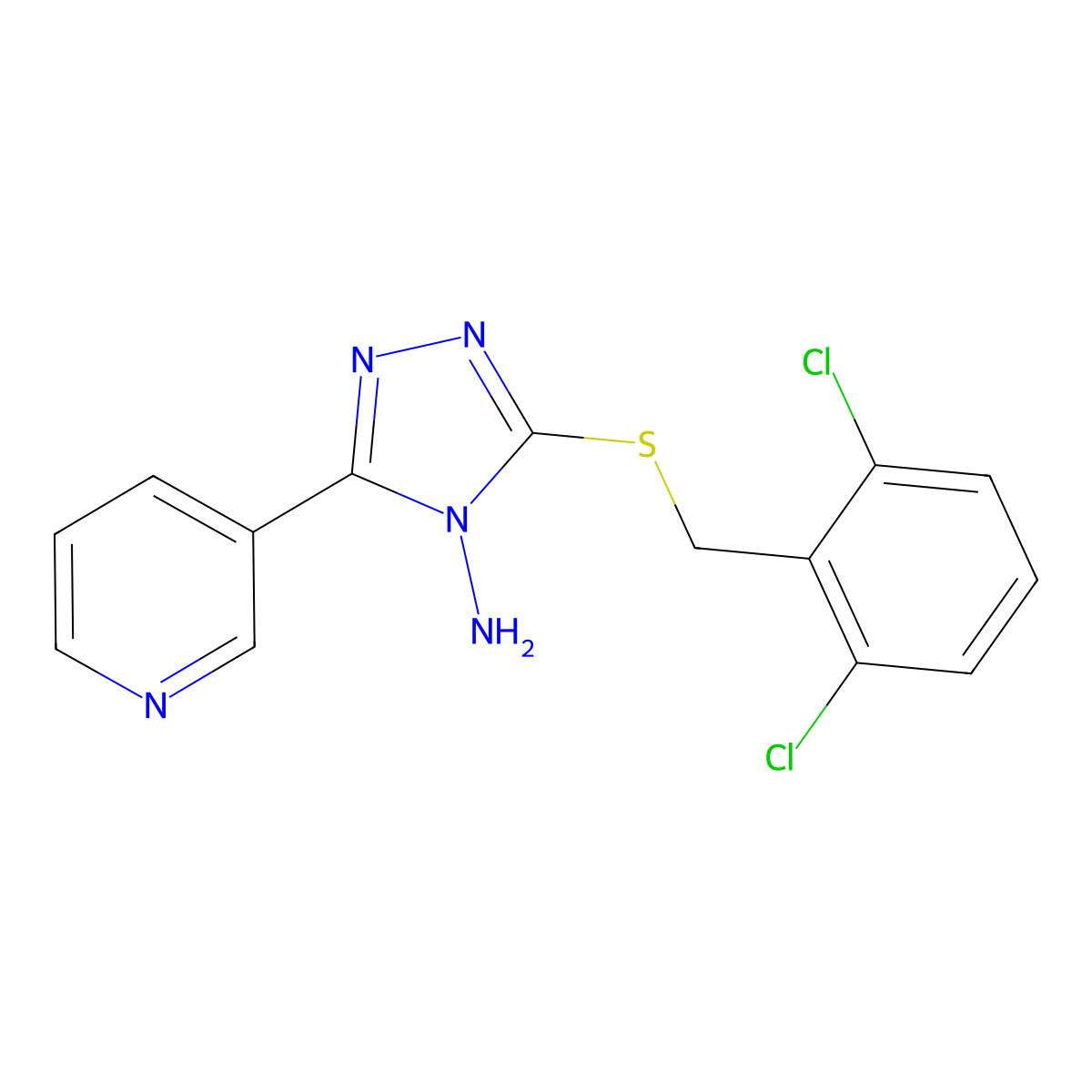 3-[(2,6-Dichlorophenyl)methylsulfanyl]-5-pyridin-3-yl-1,2,4-triazol-4-amine molecular structure, CAS 575461-34-6