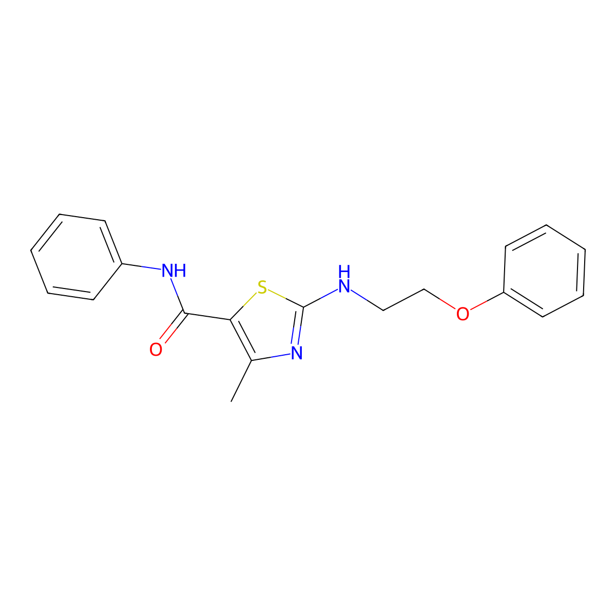 4-methyl-2-(2-phenoxyethylamino)-N-phenyl-1,3-thiazole-5-carboxamide molecular structure, CAS 575461-42-6