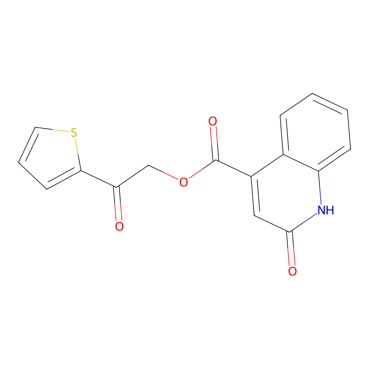 2-Oxo-2-(2-thienyl)ethyl 1,2-dihydro-2-oxo-4-quinolinecarboxylate molecular structure, CAS 575461-47-1