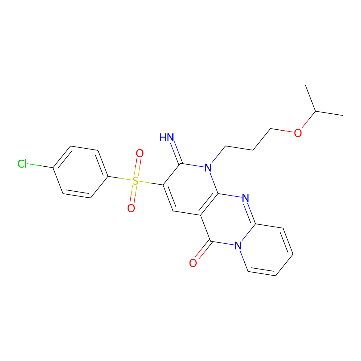 3-[(4-chlorophenyl)sulfonyl]-2-imino-1-(3-isopropoxypropyl)-1,2-dihydro-5H-dipyrido[1,2-a:2,3-d]pyrimidin-5-one molecular structure, CAS 575461-50-6