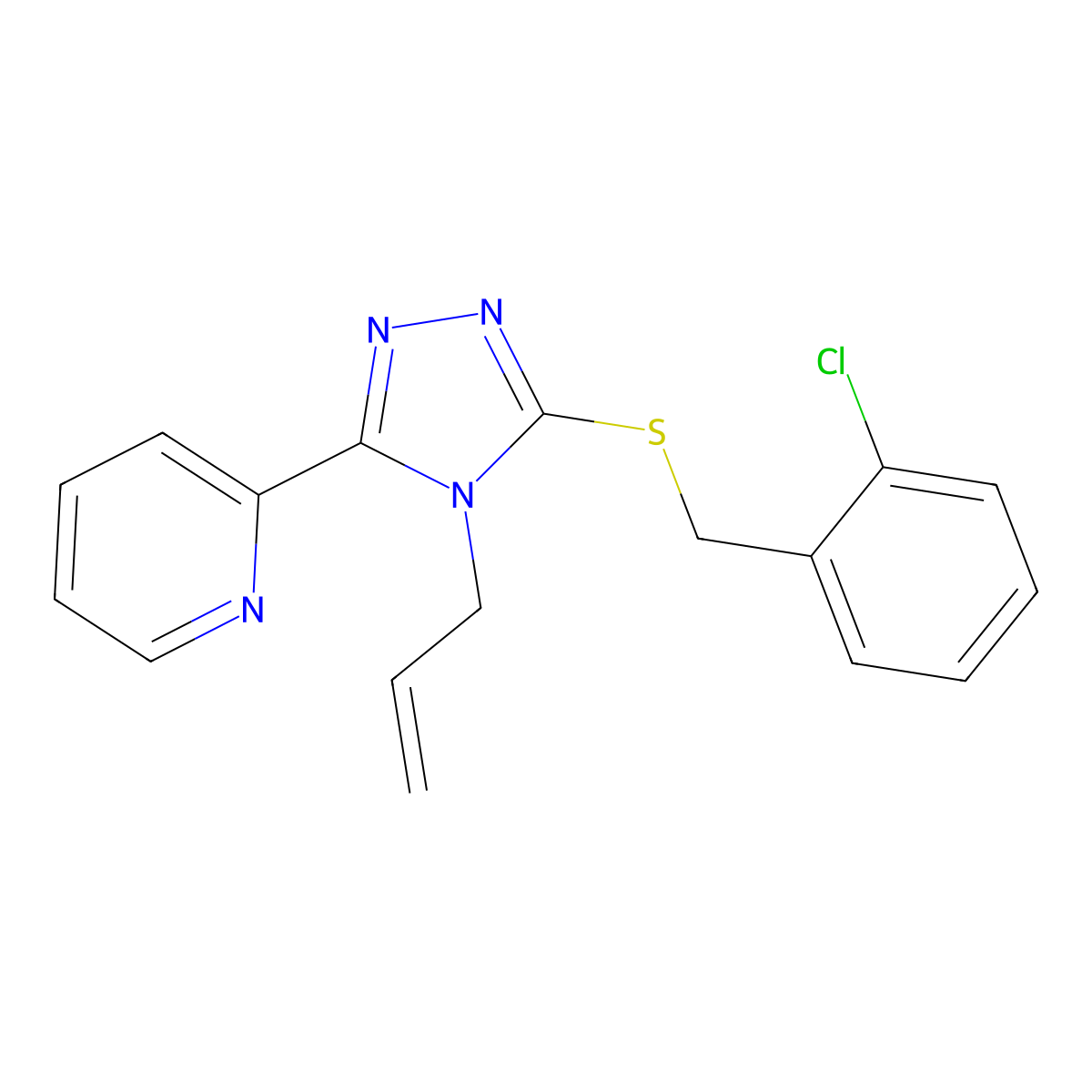 2-(4-Allyl-5-((2-chlorobenzyl)thio)-4H-1,2,4-triazol-3-YL)pyridine molecular structure, CAS 575461-53-9
