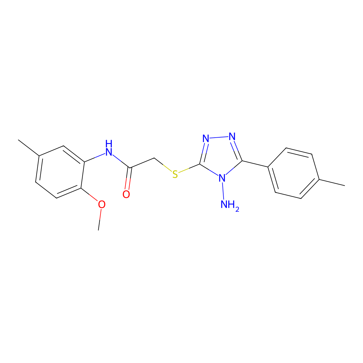 2-{[4-amino-5-(4-methylphenyl)-4H-1,2,4-triazol-3-yl]sulfanyl}-N-(2-methoxy-5-methylphenyl)acetamide molecular structure, CAS 575461-66-4