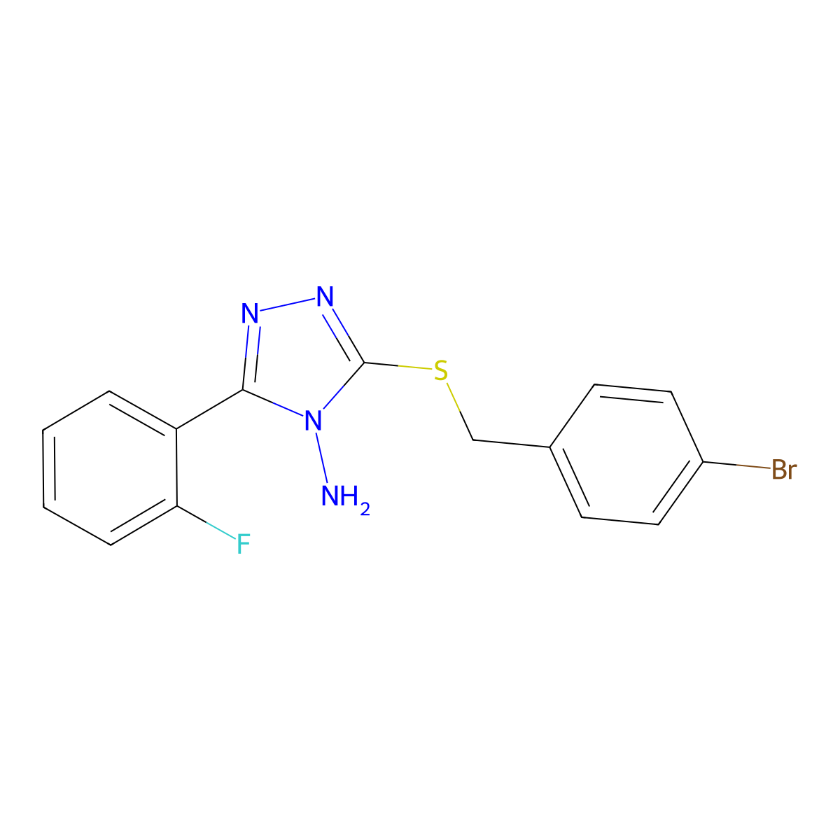 5-[(4-Bromophenyl)methylthio]-3-(2-fluorophenyl)-1,2,4-triazole-4-ylamine molecular structure, CAS 575461-70-0