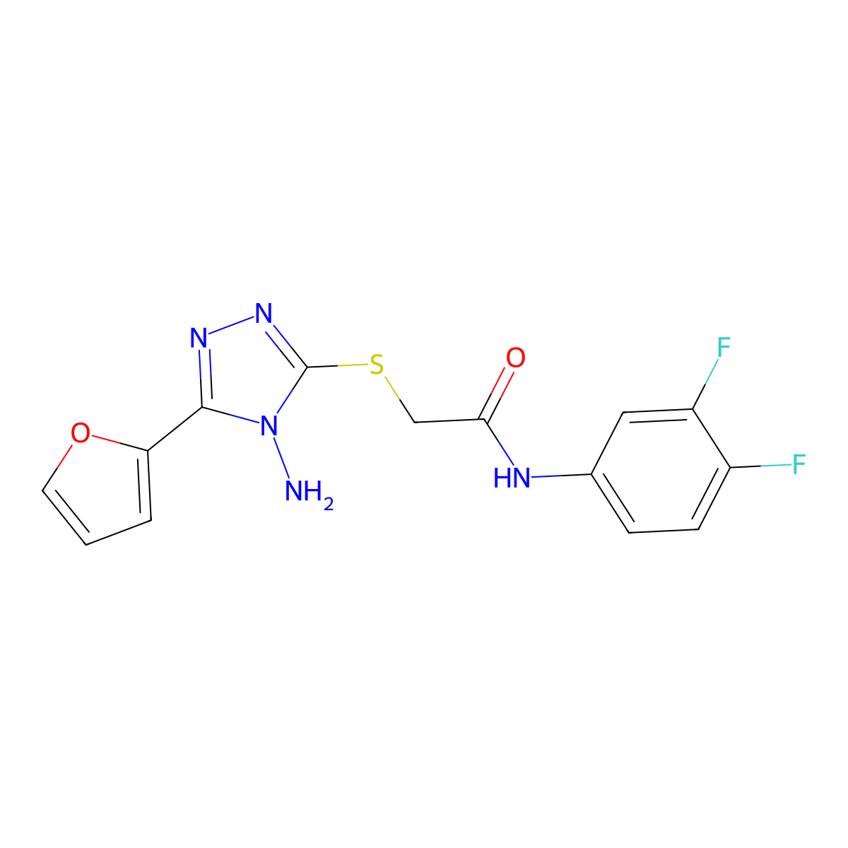 2-(4-amino-5-(2-furyl)(1,2,4-triazol-3-ylthio))-N-(3,4-difluorophenyl)acetamid e molecular structure, CAS 575461-71-1