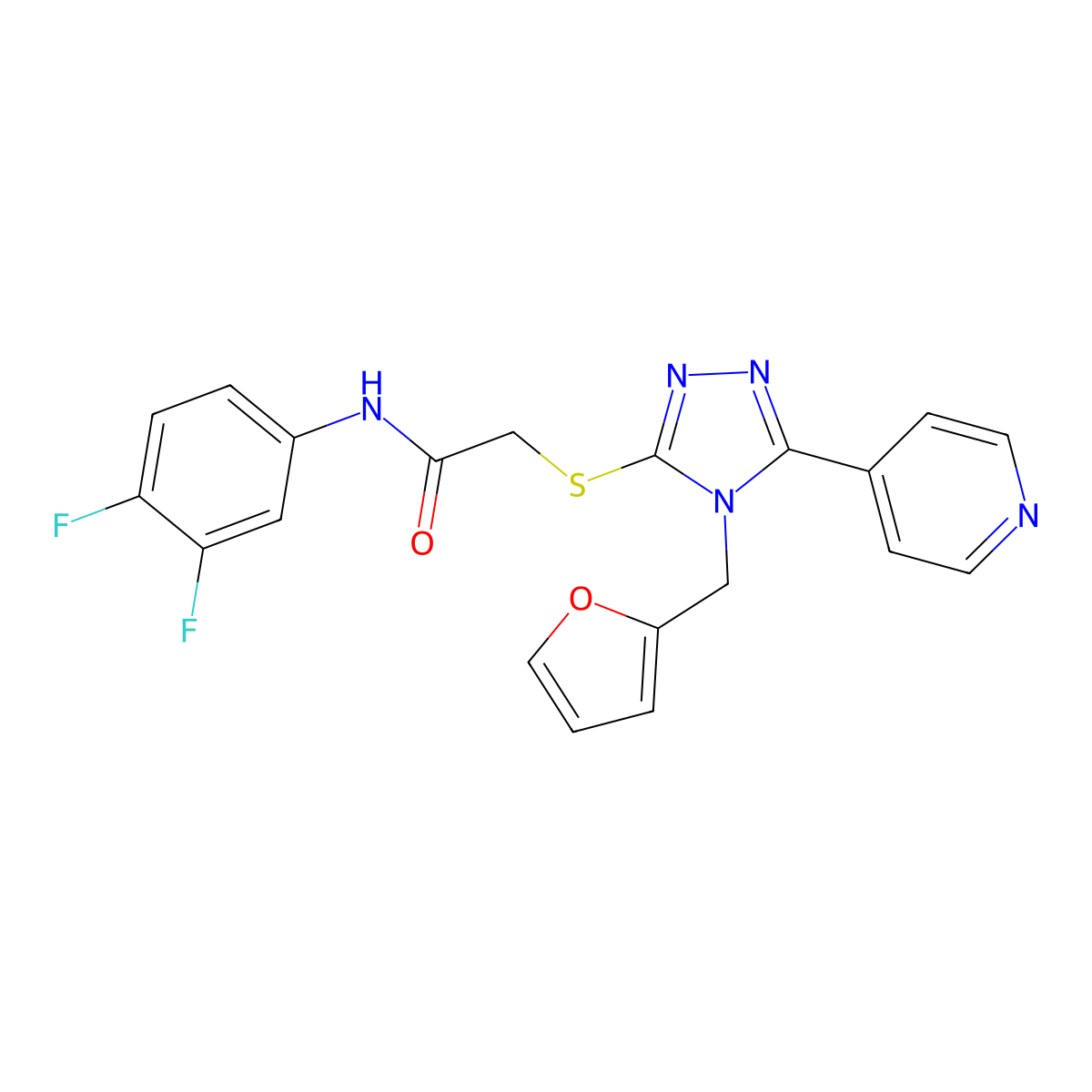 N-(3,4-difluorophenyl)-2-{[4-(furan-2-ylmethyl)-5-(pyridin-4-yl)-4H-1,2,4-triazol-3-yl]sulfanyl}acetamide molecular structure, CAS 575461-73-3