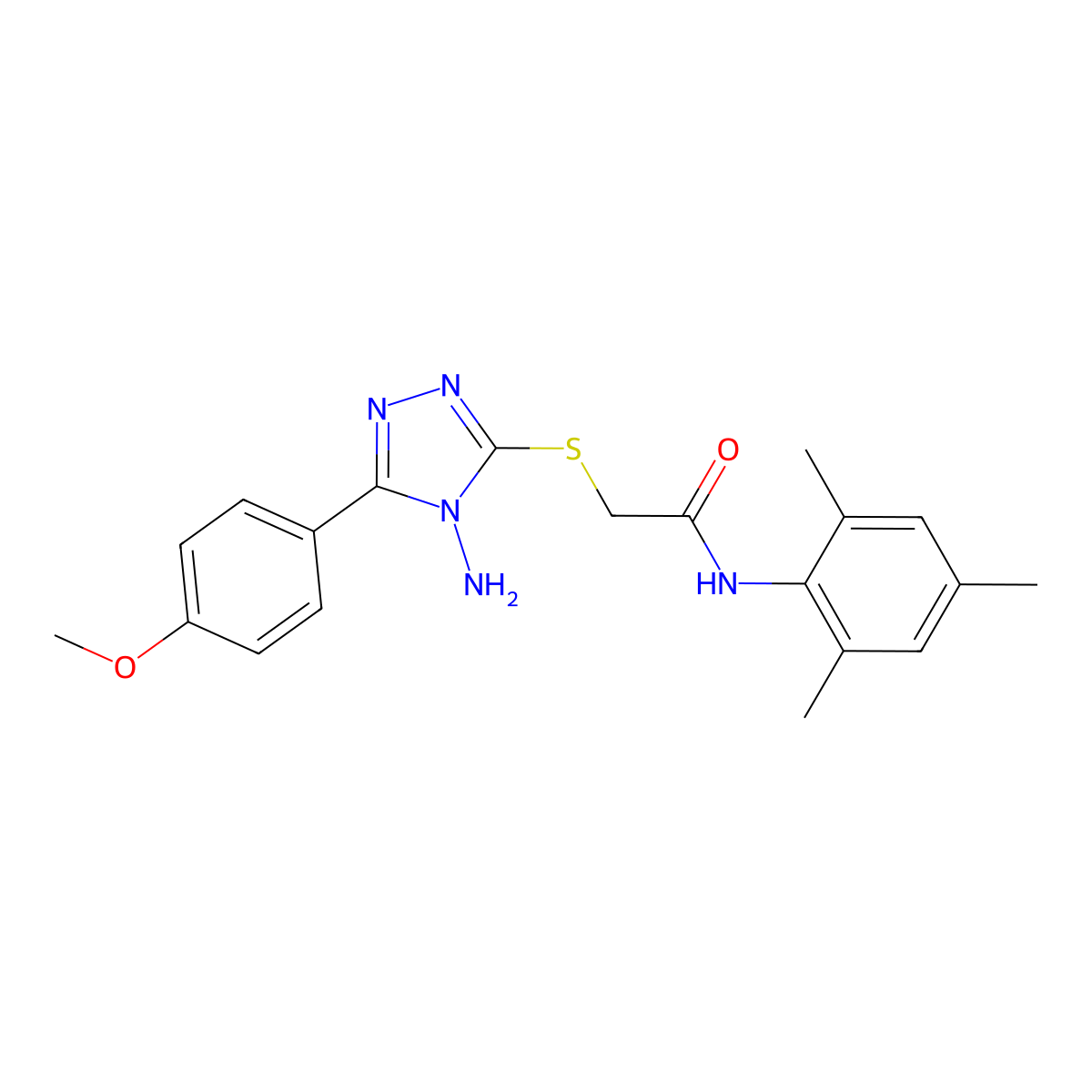 2-((4-amino-5-(4-methoxyphenyl)-4H-1,2,4-triazol-3-yl)thio)-N-mesitylacetamide molecular structure, CAS 575461-85-7