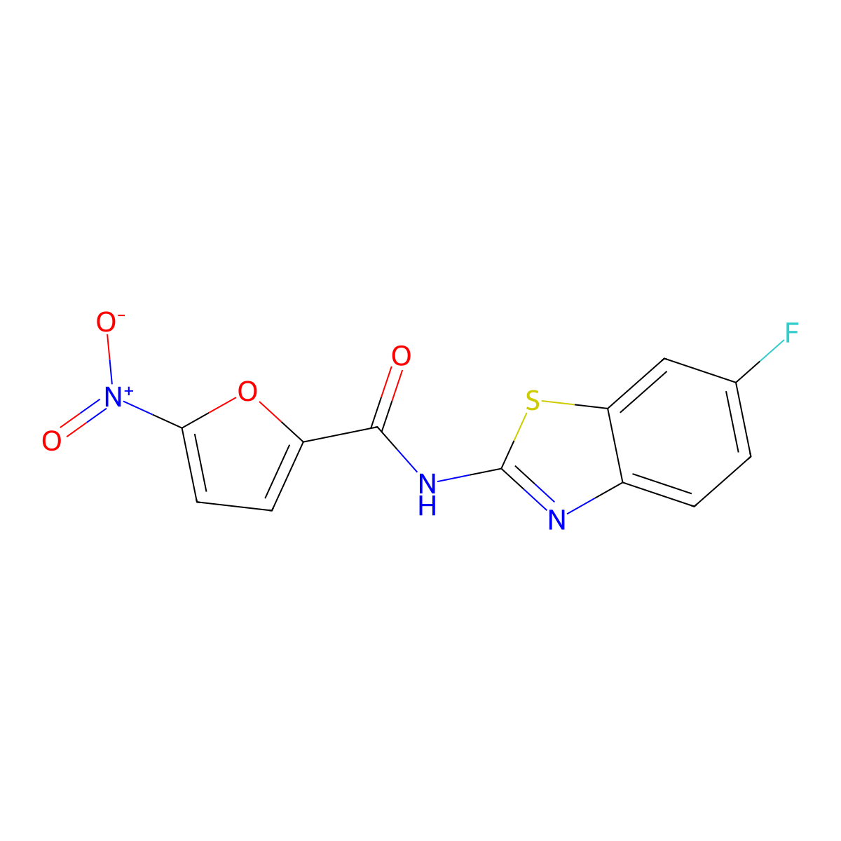 N-(6-fluoro-1,3-benzothiazol-2-yl)-5-nitrofuran-2-carboxamide molecular structure, CAS 575461-88-0