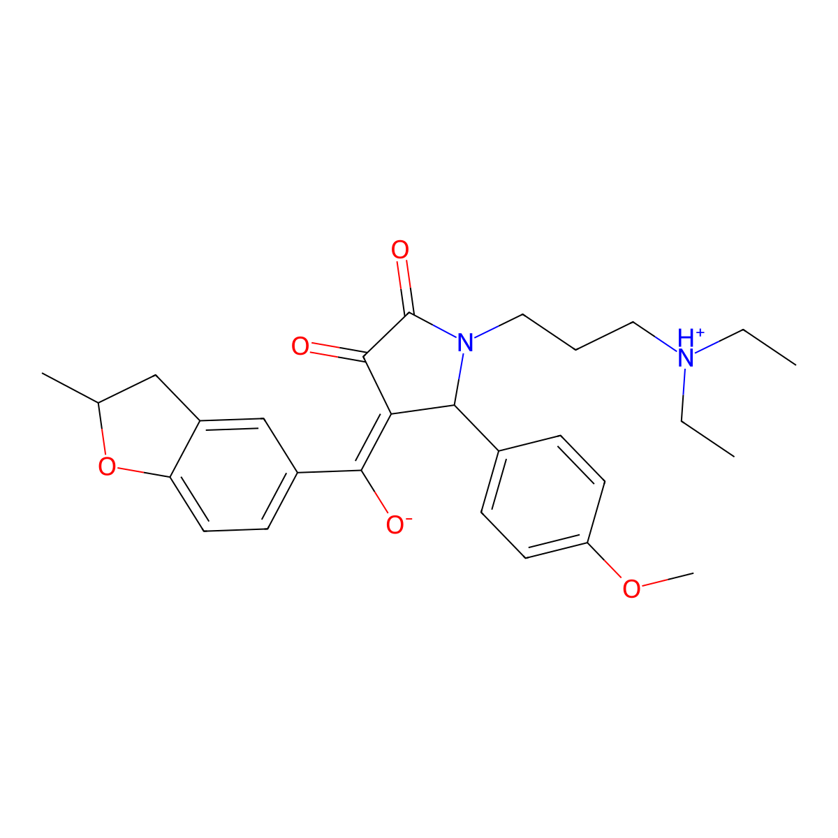 1-[3-(diethylamino)propyl]-3-hydroxy-5-(4-methoxyphenyl)-4-(2-methyl-2,3-dihydro-1-benzofuran-5-carbonyl)-2,5-dihydro-1H-pyrrol-2-one molecular structure, CAS 575461-94-8