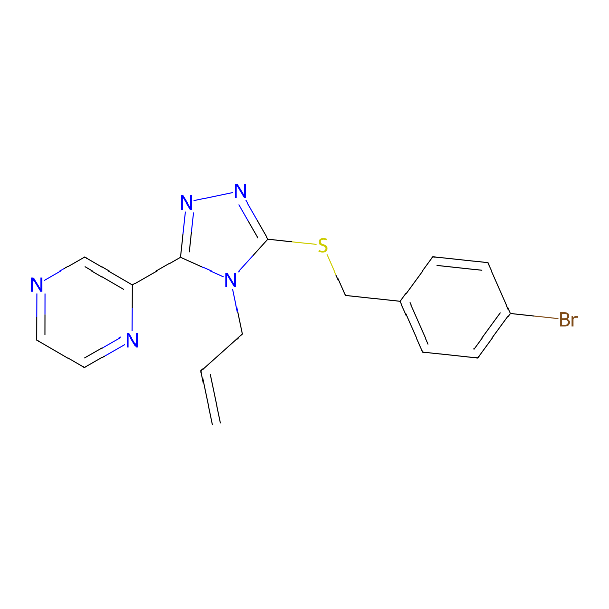 3-[(4-Bromophenyl)methylthio]-4-prop-2-enyl-5-pyrazin-2-yl-1,2,4-triazole molecular structure, CAS 575462-04-3