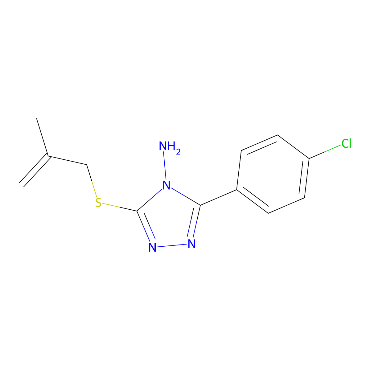 5-(4-Chlorophenyl)-3-(2-methylprop-2-enylthio)-1,2,4-triazole-4-ylamine molecular structure, CAS 575462-31-6