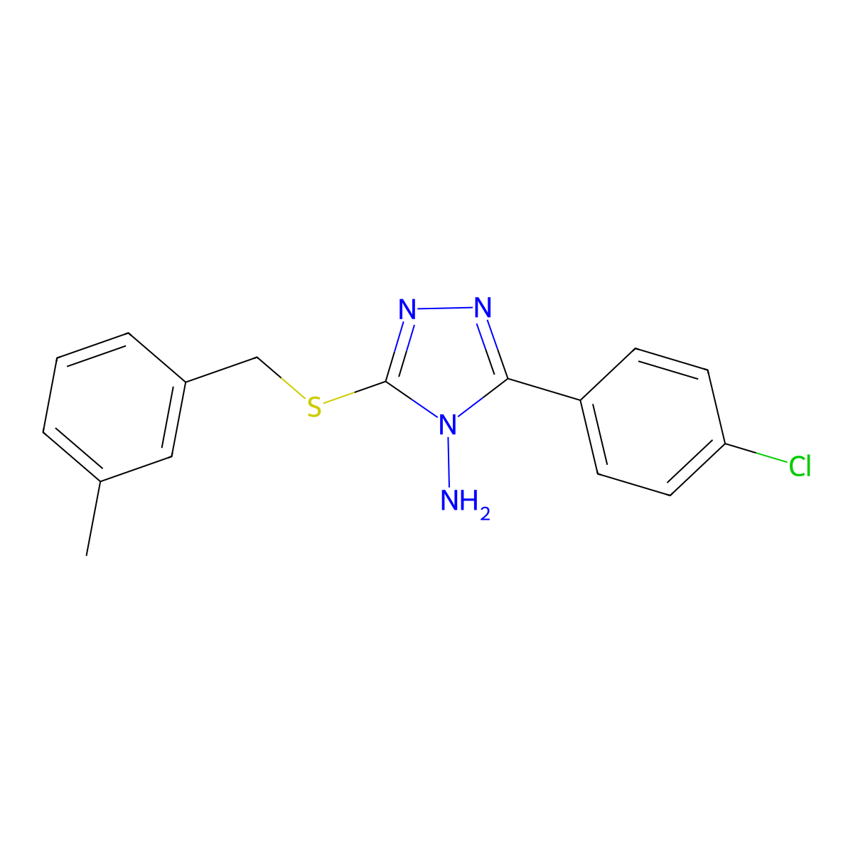 5-(4-Chlorophenyl)-3-[(3-methylphenyl)methylthio]-1,2,4-triazole-4-ylamine molecular structure, CAS 575462-55-4