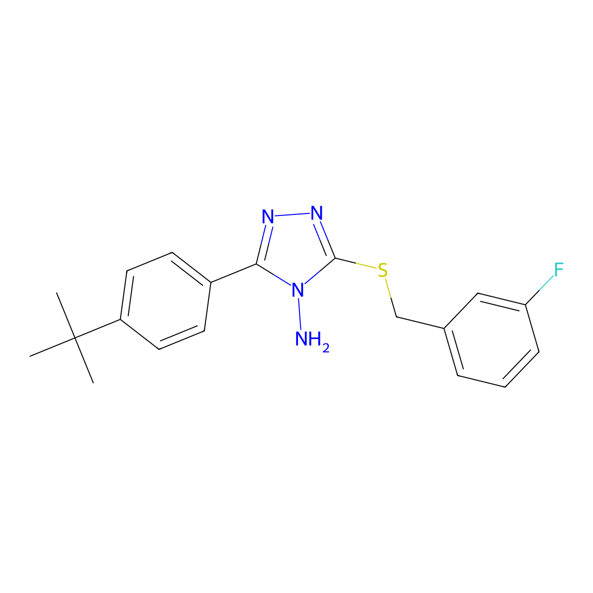 3-(4-Tert-butylphenyl)-5-((3-fluorobenzyl)thio)-4H-1,2,4-triazol-4-ylamine molecular structure, CAS 575462-59-8